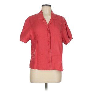 FLAX | 100% Linen Red Orange Button Down Top Sz M
